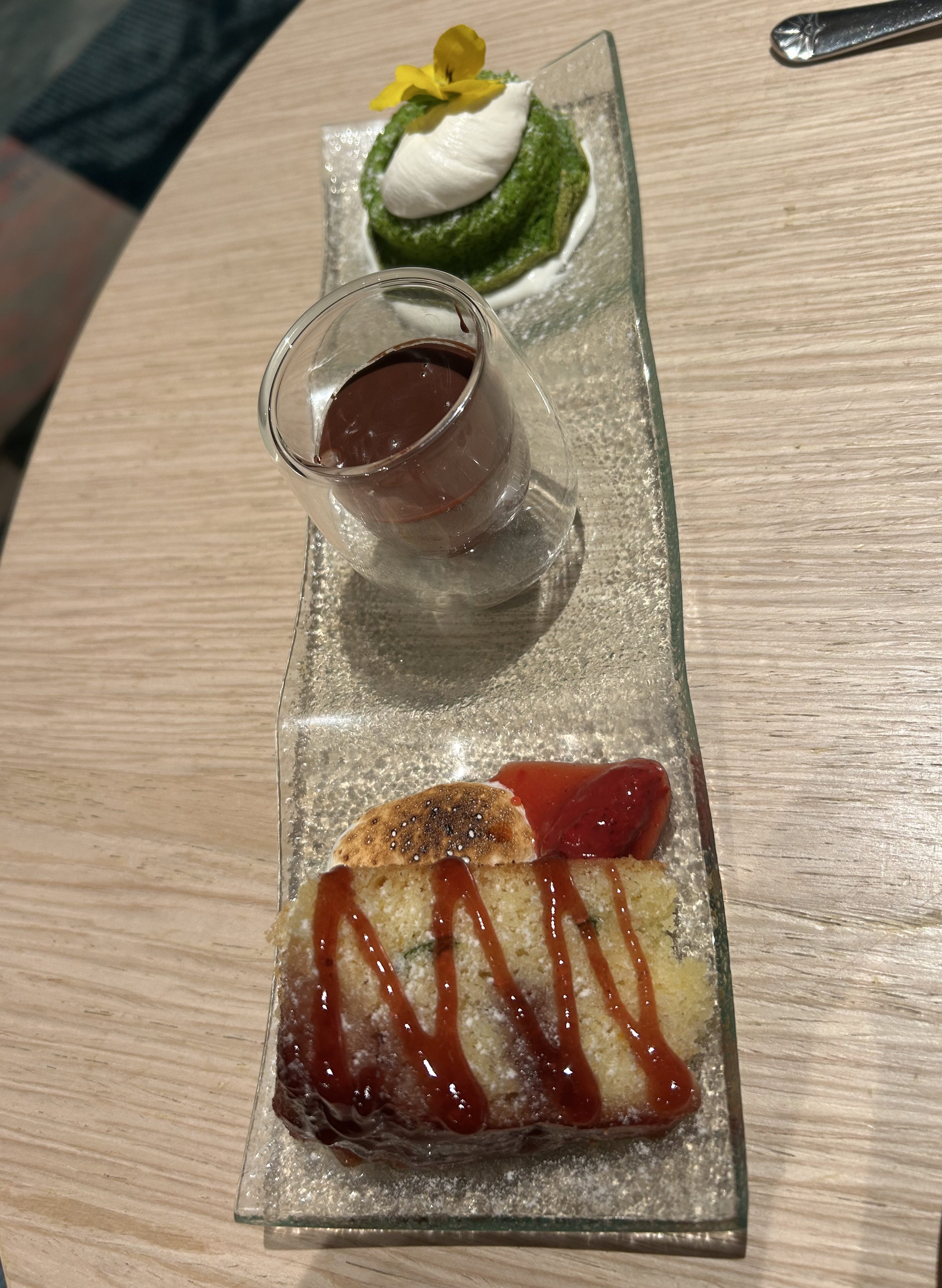 Dessert trio at The Glass House restaurant on P&O Azura