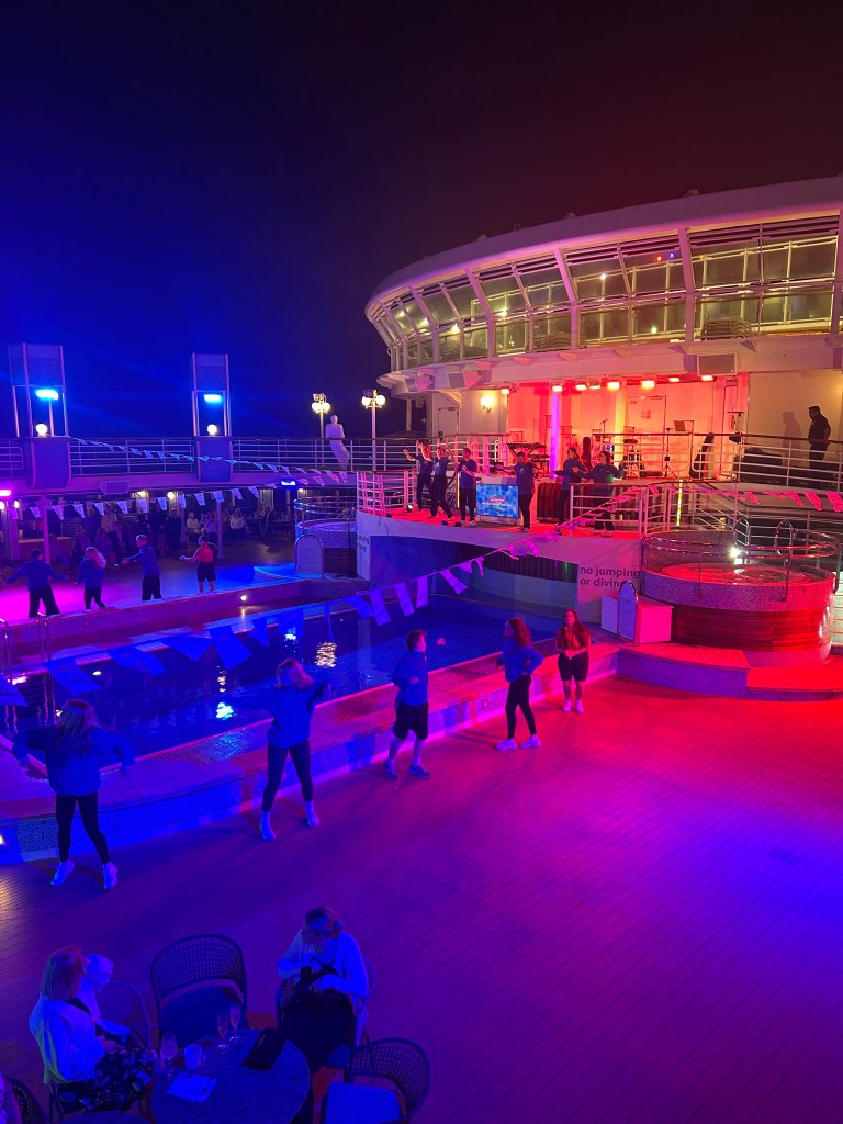 “Let’s Sail Away” welcome celebration performed by P&O Azura’s entertainment team