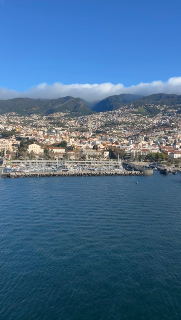 The stunning view of Madeira from the top deck of P&O Azura